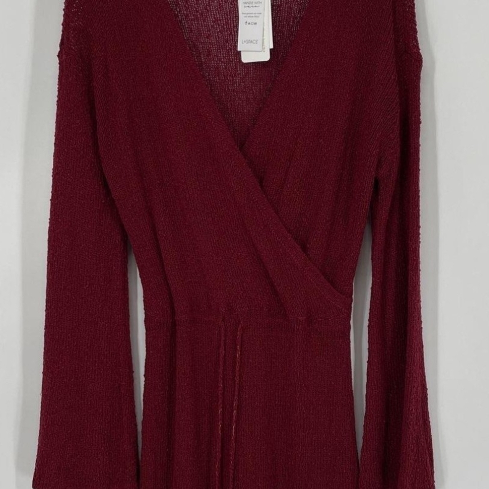 l*space Long Sleeve Wrap Dress in Burgundy